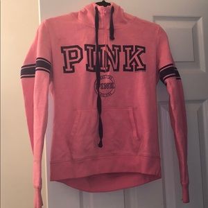 Pink, VSPINK, half-zip hoodie. Size small.